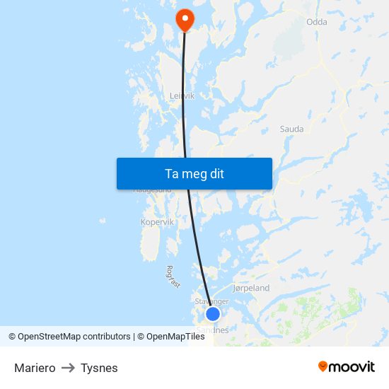 Mariero to Tysnes map