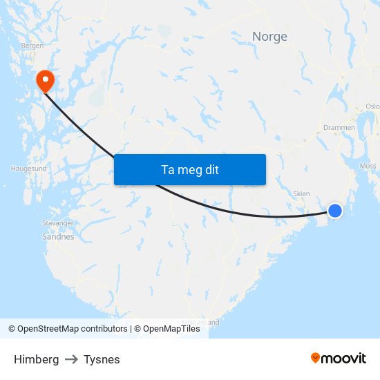 Himberg to Tysnes map