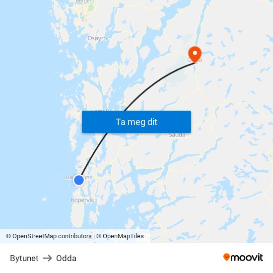 Bytunet to Odda map