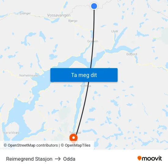 Reimegrend Stasjon to Odda map