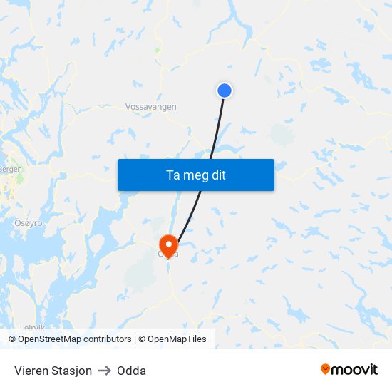 Vieren Stasjon to Odda map