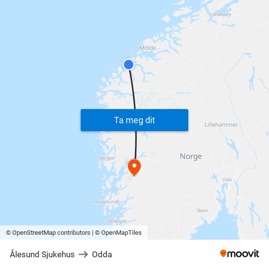 Ålesund Sjukehus to Odda map