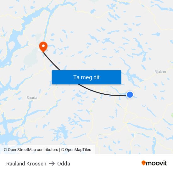 Rauland Krossen to Odda map