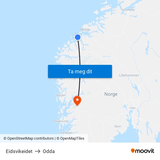 Eidsvikeidet to Odda map