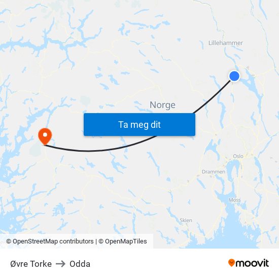 Øvre Torke to Odda map
