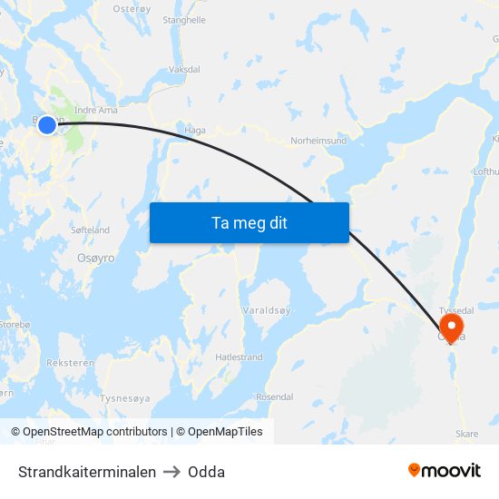 Strandkaiterminalen to Odda map