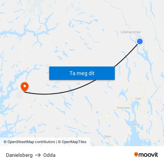 Danielsberg to Odda map