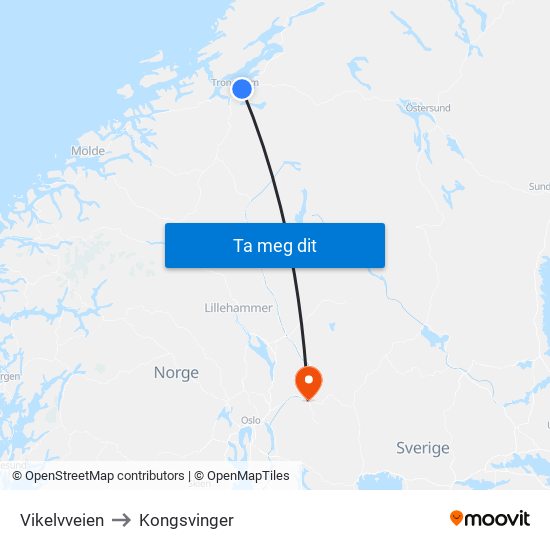 Vikelvveien to Kongsvinger map