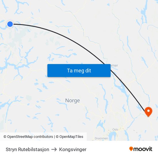Stryn Rutebilstasjon to Kongsvinger map