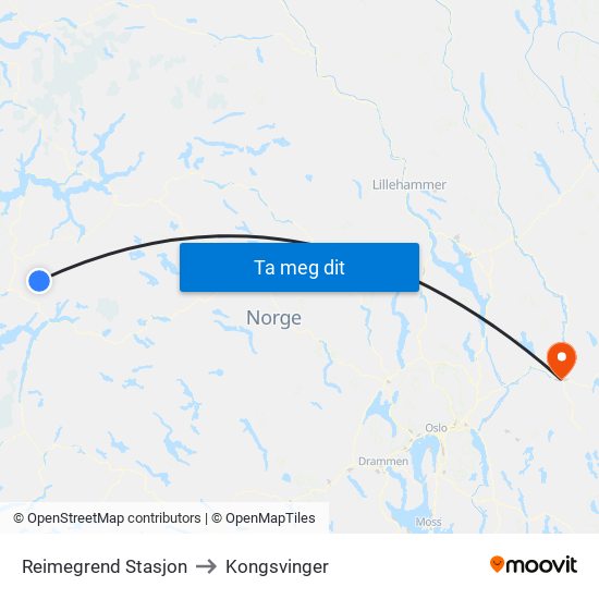 Reimegrend Stasjon to Kongsvinger map