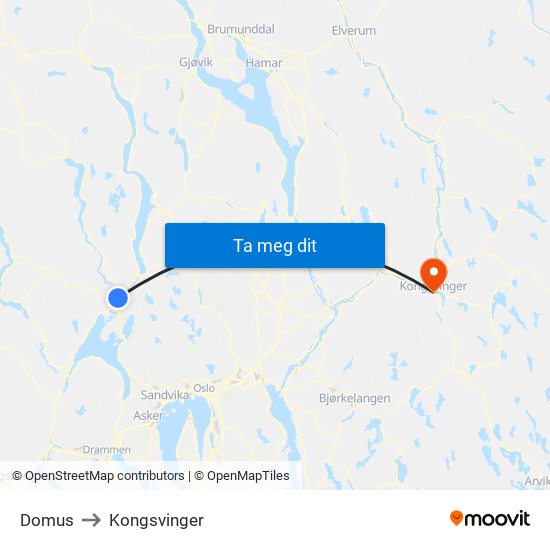 Domus to Kongsvinger map
