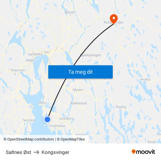 Saltnes Øst to Kongsvinger map