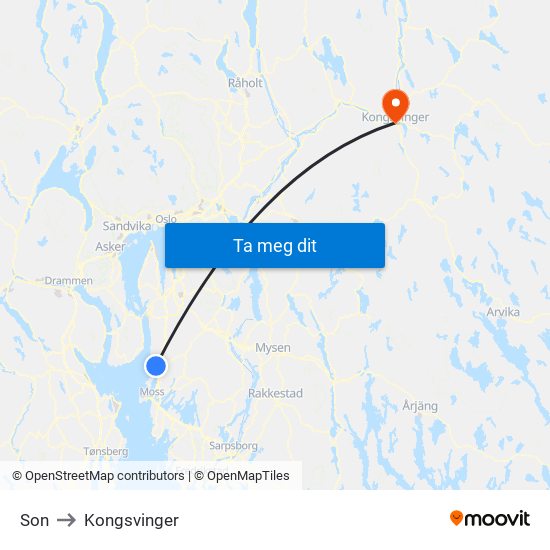 Son to Kongsvinger map