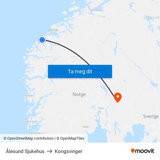 Ålesund Sjukehus to Kongsvinger map