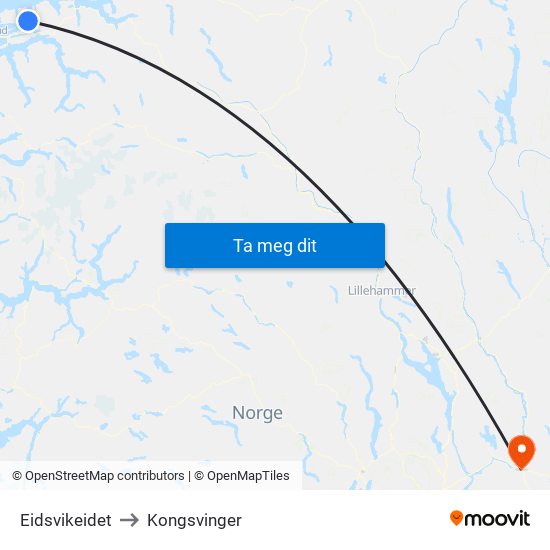 Eidsvikeidet to Kongsvinger map