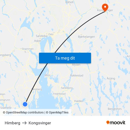 Himberg to Kongsvinger map