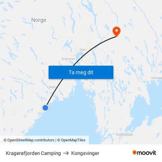 Kragerøfjorden Camping to Kongsvinger map