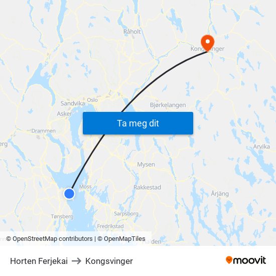 Horten Ferjekai to Kongsvinger map