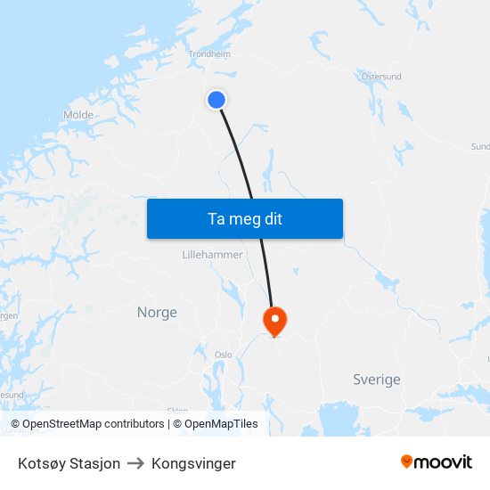 Kotsøy Stasjon to Kongsvinger map