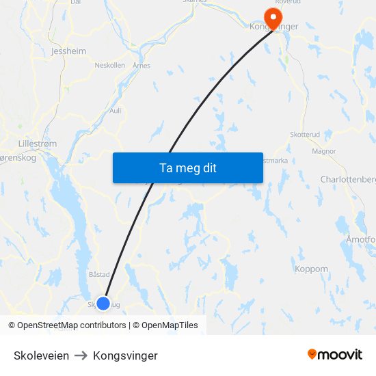 Skoleveien to Kongsvinger map