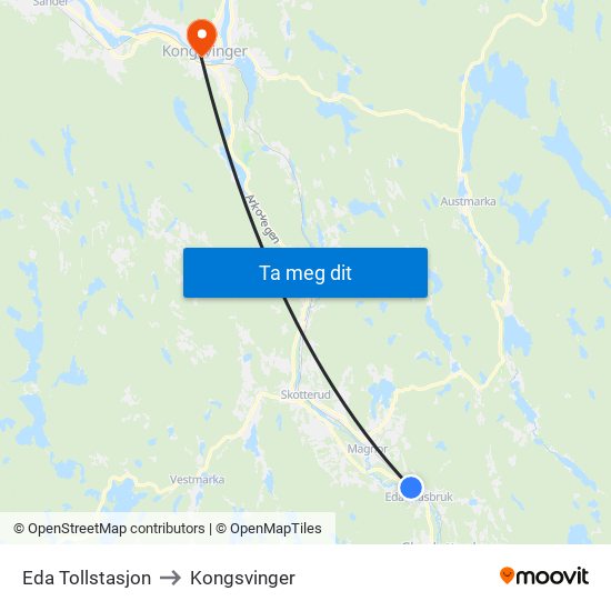 Eda Tollstasjon to Kongsvinger map