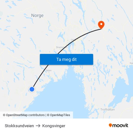 Stokksundveien to Kongsvinger map