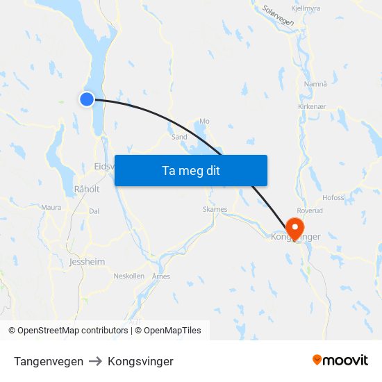 Tangenvegen to Kongsvinger map