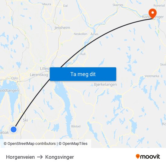 Horgenveien to Kongsvinger map