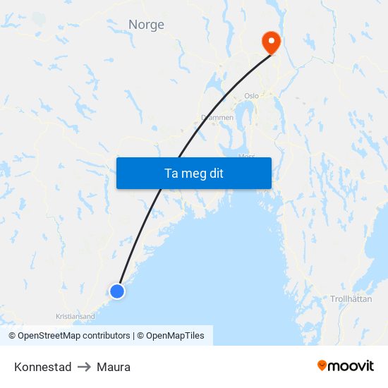 Konnestad to Maura map