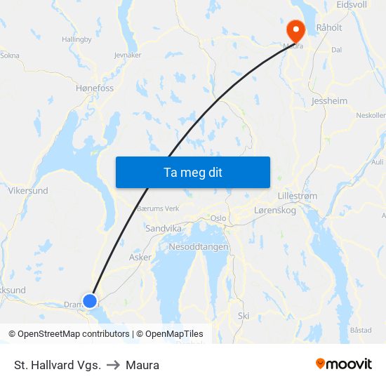 St. Hallvard Vgs. to Maura map