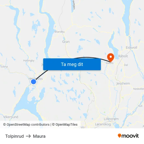 Tolpinrud to Maura map