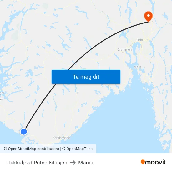 Flekkefjord Rutebilstasjon to Maura map