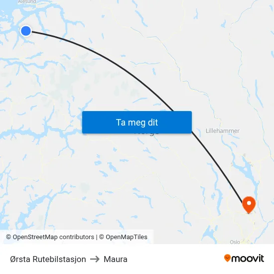 Ørsta Rutebilstasjon to Maura map