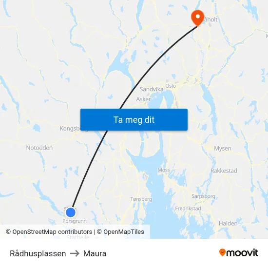 Rådhusplassen to Maura map
