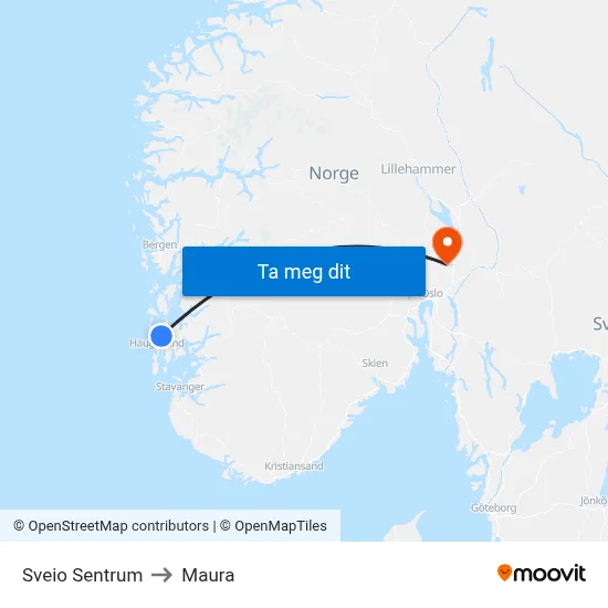 Sveio Sentrum to Maura map