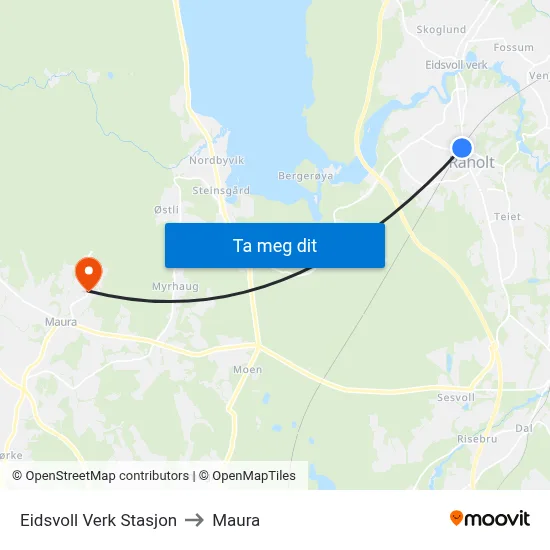 Eidsvoll Verk Stasjon to Maura map