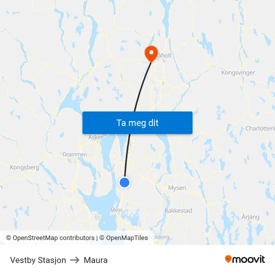 Vestby Stasjon to Maura map