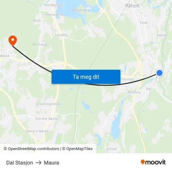 Dal Stasjon to Maura map