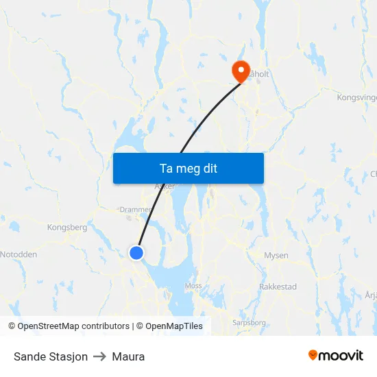Sande Stasjon to Maura map