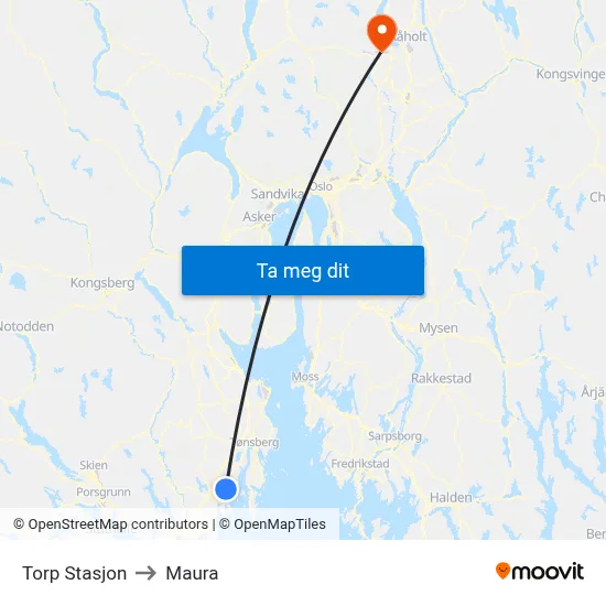 Torp Stasjon to Maura map