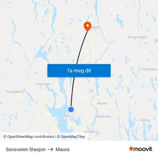 Sonsveien Stasjon to Maura map