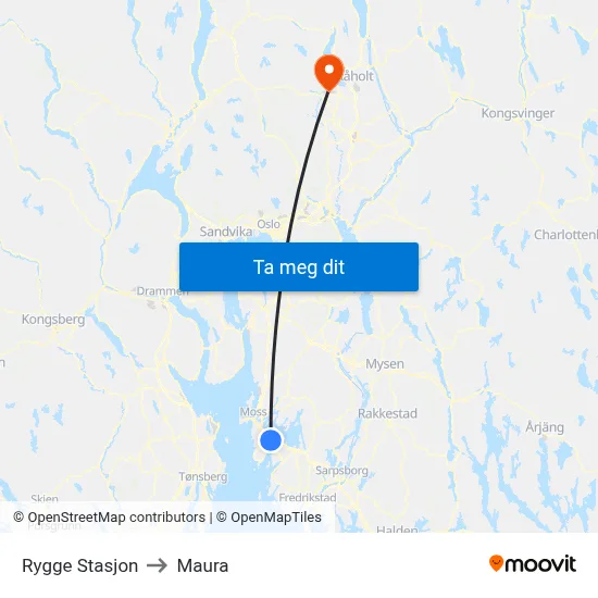 Rygge Stasjon to Maura map