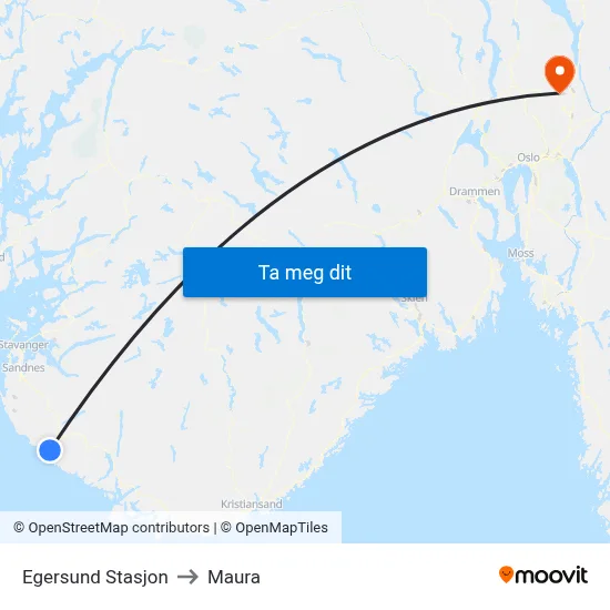 Egersund Stasjon to Maura map