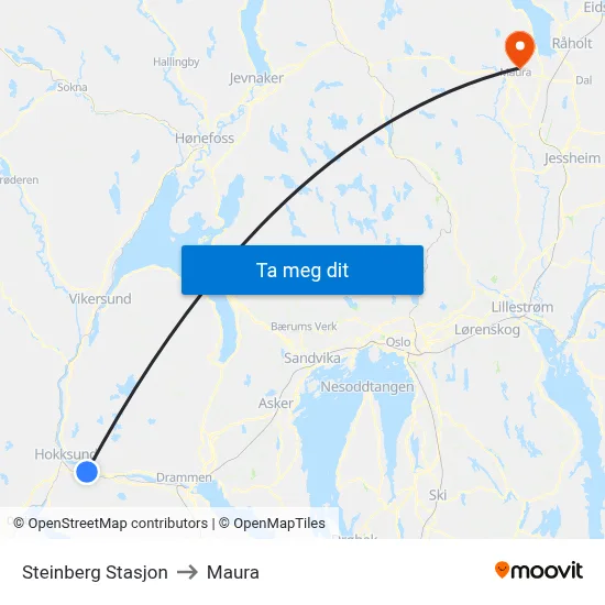 Steinberg Stasjon to Maura map