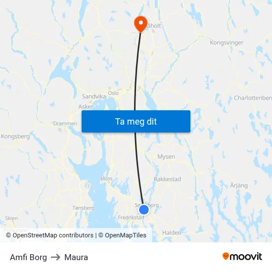 Amfi Borg to Maura map