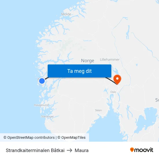 Strandkaiterminalen Båtkai to Maura map