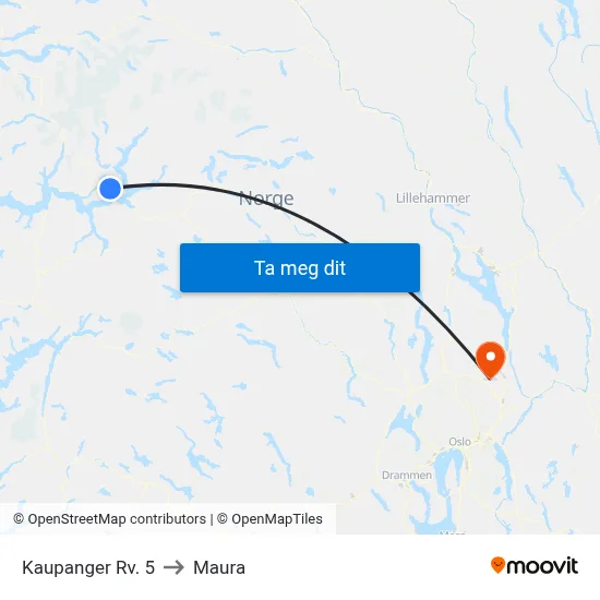 Kaupanger Rv. 5 to Maura map