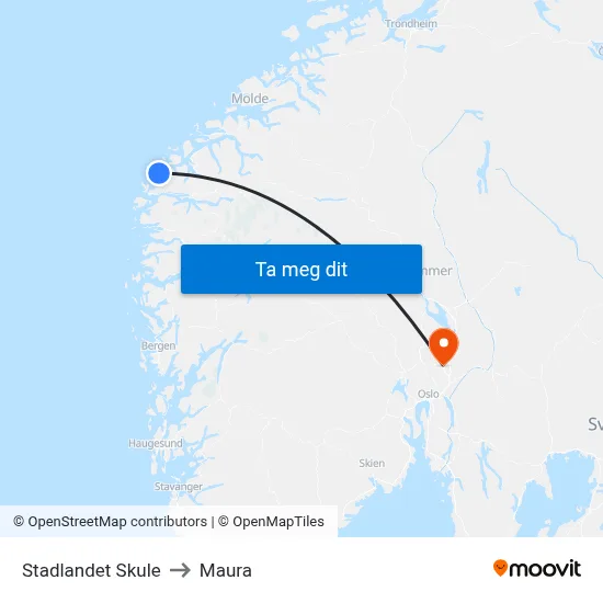 Stadlandet Skule to Maura map