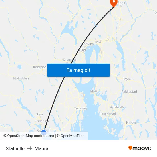 Stathelle to Maura map