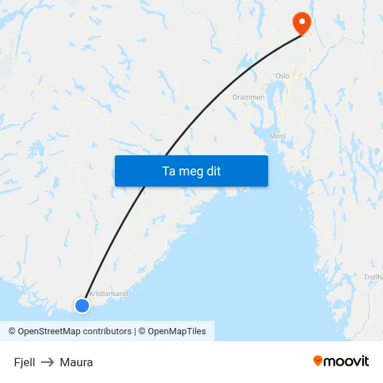 Fjell to Maura map